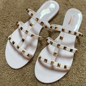 White studded sandals